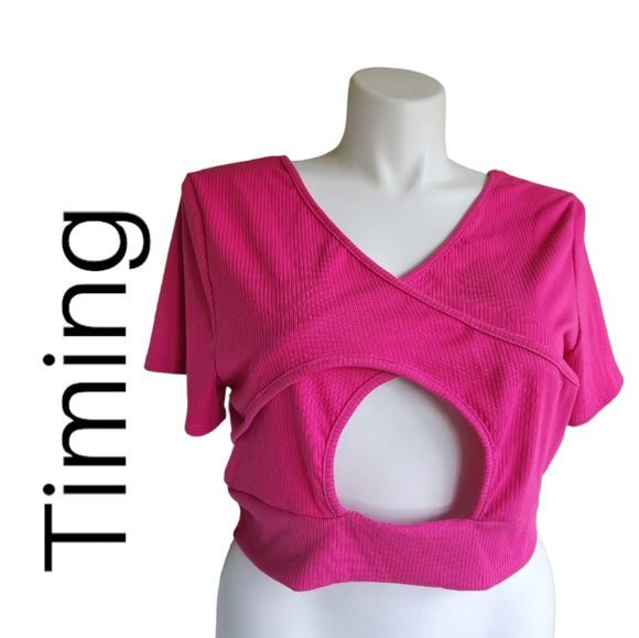 Timing Tops - Timing Fuschia crossed top NWT! Size 2X